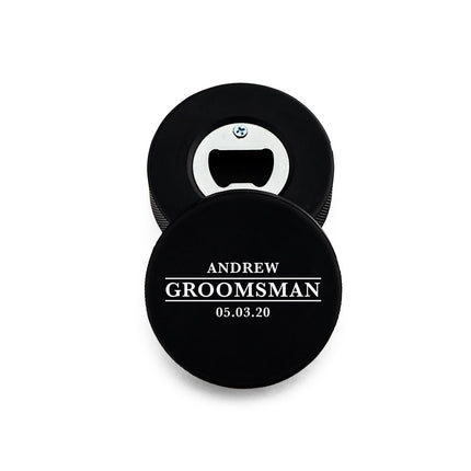 Groomsman Custom Hockey Puck Bottle Opener Gift