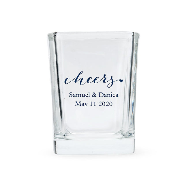 Custom Wedding Printed Square Shot Glass Favors (Set of 20)