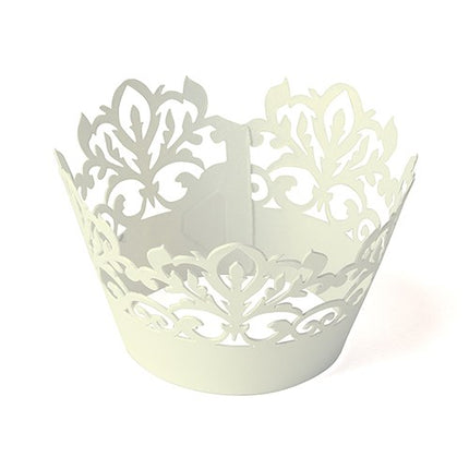 Ivory Damask Cupcake Wrappers Weddings and Parties