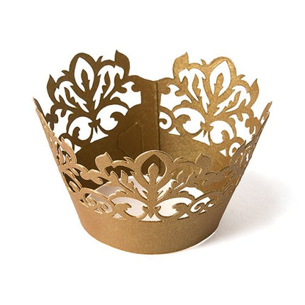 Gold Damask Cupcake Wrappers Weddings and Parties