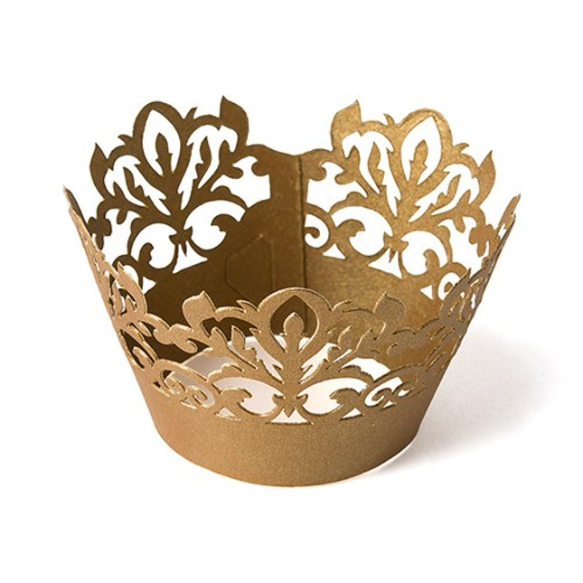 Gold Damask Cupcake Wrappers Weddings and Parties
