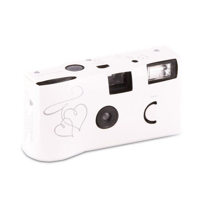 Disposable Exposure Wedding Camera - Silver Enchanted Hearts
