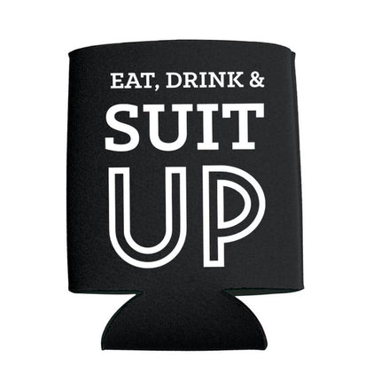 Eat, Drink, and Suit Up Can Cooler Koozie (Pack of 6)