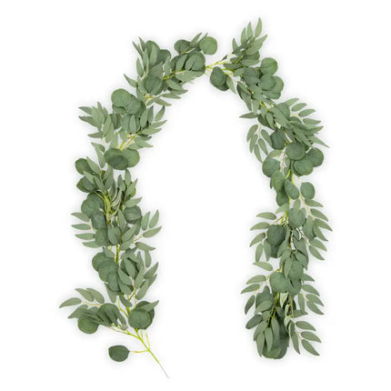 Faux Eucalyptus Vine Greenery Table or Mantle Garland Green Ornamental Centerpiece Set of 2