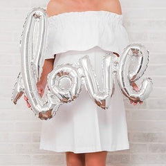 Silver Cursive Love Foil Balloon Wedding Party Reception Decoration
