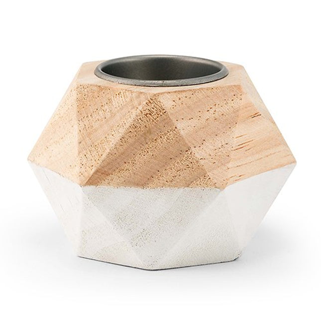 Dipped Wooden Geometric Tealight Holder 