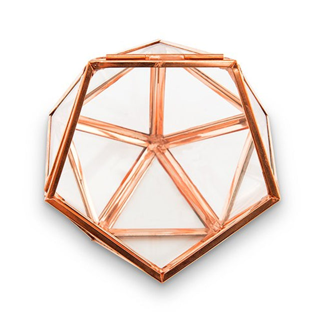 Glass Geometric Copper Wedding Ring Jewelry Box