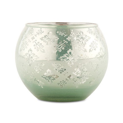 Glass Globe Votive Holder Reflective Lace Pattern 
