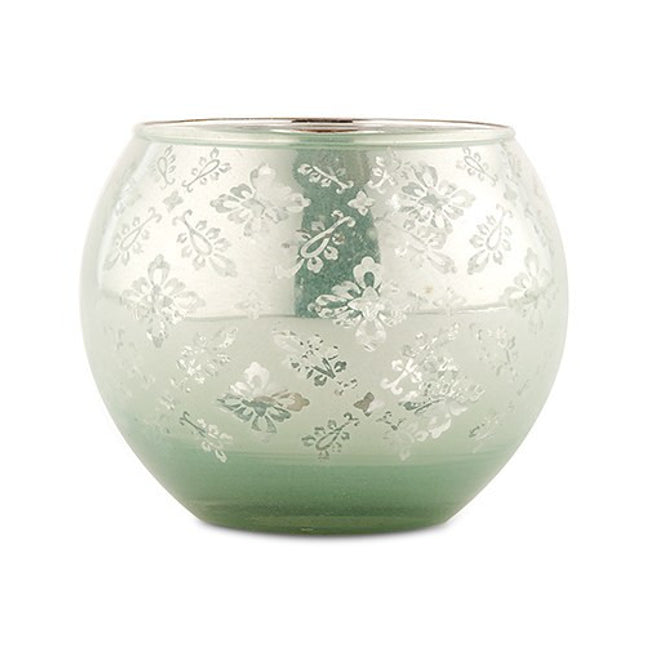Glass Globe Votive Holder Reflective Lace Pattern 