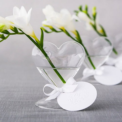Glass Heart Wedding Party Centerpiece Vase (Pack of 4)