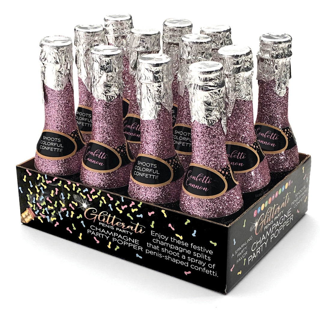 Glitterati Champagne Confetti Poppers Adult Party Decorations (12