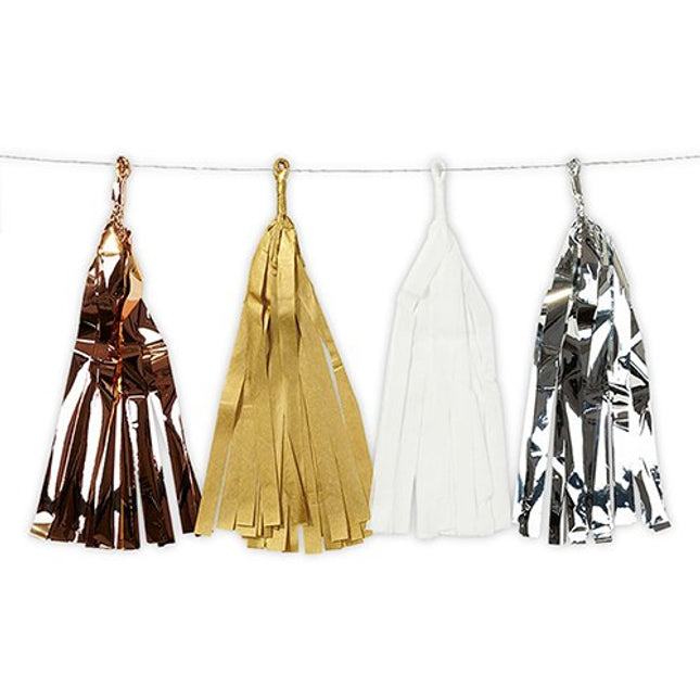 Gold Silver Metallic Tissue and Foil Tassel Garland Set