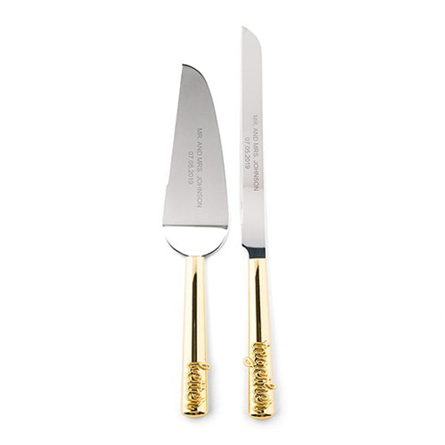 Gold Wedding Cake Knife & Server - Better Together