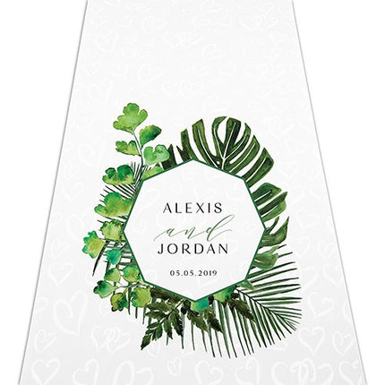 Green Leaf Tropical Personalized Wedding Aisle Runner