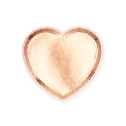 Heart Disposable Paper Party Plates Pink and Rose Gold - (Pack of 16)