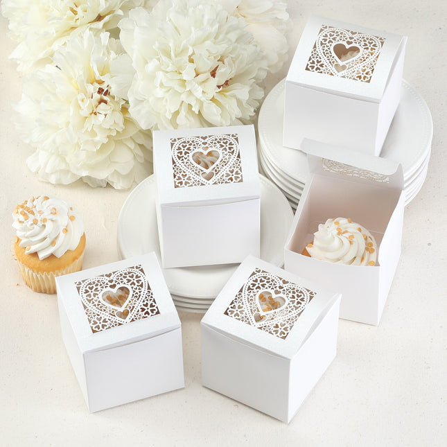 Heart Laser Cut Cupcake Boxes