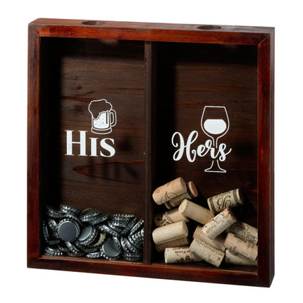 His and Hers Bottle Cap and Cork Wedding Ceremony Box