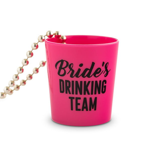 Bride’s Drinking Crew Hot Pink Beaded Necklace Shot Glass - Pack of 10