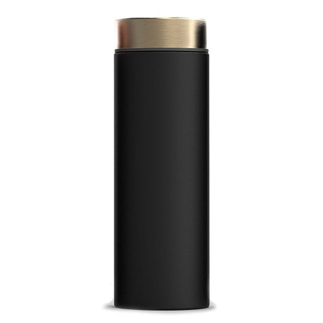 Black Metal Personalized Water Bottle with Gold Lid