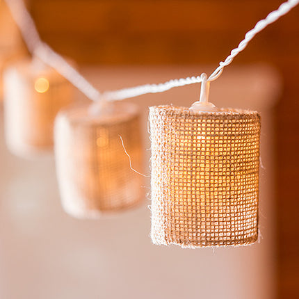 Burlap LED String Party Lights with Shades