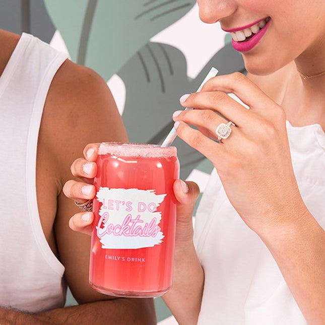 Personalized Let's Do Cocktails 80's Pastel Can Shaped Glass