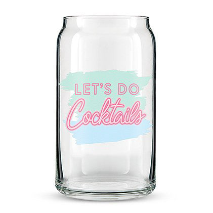 Personalized Let's Do Cocktails 80's Pastel Can Shaped Glass