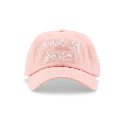 Embroidered Bridal Party Maid of Honor Pink Hat