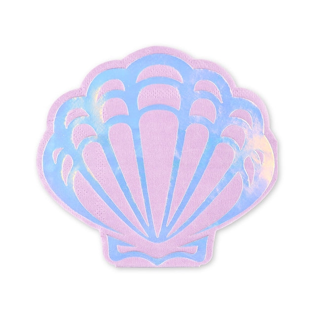 Mermaid Seashell Pink and Purple Paper Party Napkins - Set of 20