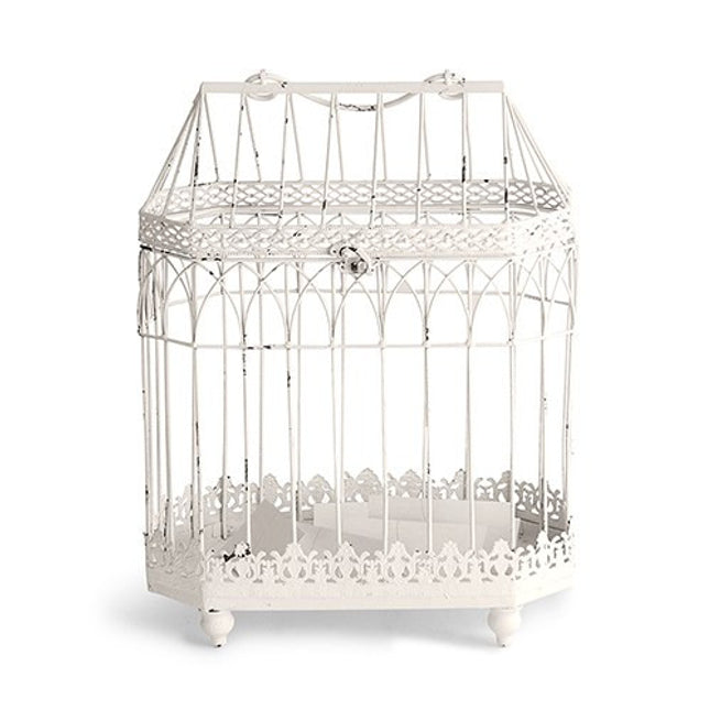 White Wash Metal Decorative Bird Cage in Conservatory Design