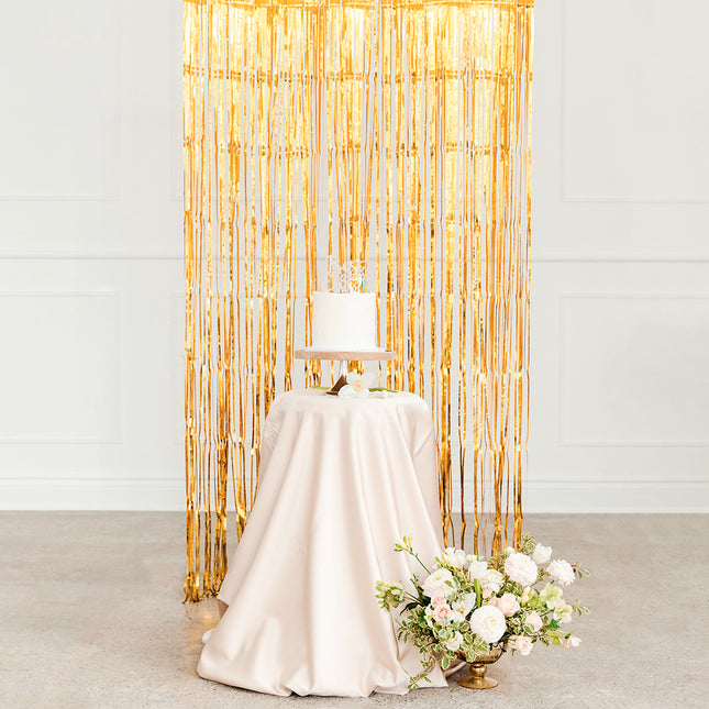 Metallic Gold Tinsel Streamer Party Background Photo Backdrop