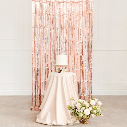 Metallic Foil Fringe Curtain Photo Backdrop - Rose Gold