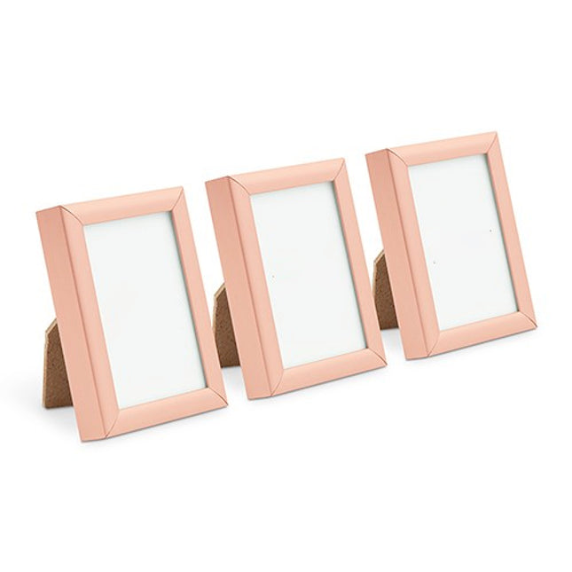 Rose Gold 1.75" X 2.5" Metallic Wedding Party Picture Frames (Set of 3)