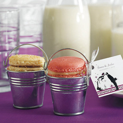Mini Metal Wedding Favor Pail used to hold macaroons.