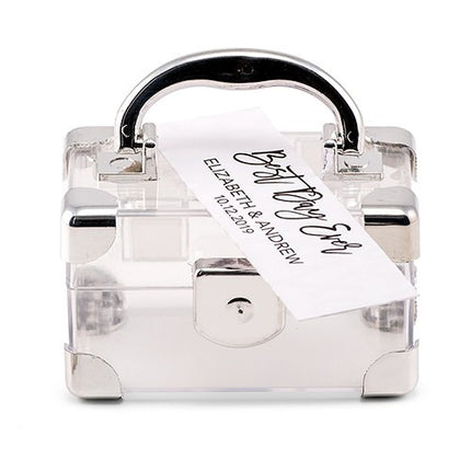 Silver Mini Suitcase Favor Box