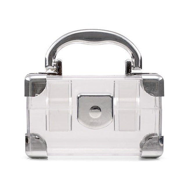 Silver Mini Travel Suitcase Favor Box