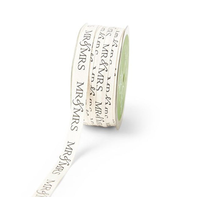 Mr. & Mrs. Ivory Canvas Ribbon
