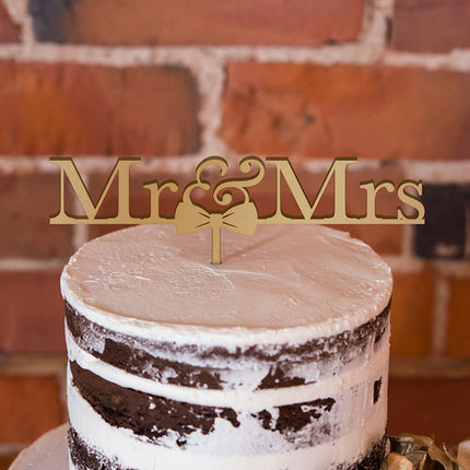 Mr & Mrs Bow Tie Acrylic Wedding Cake Topper