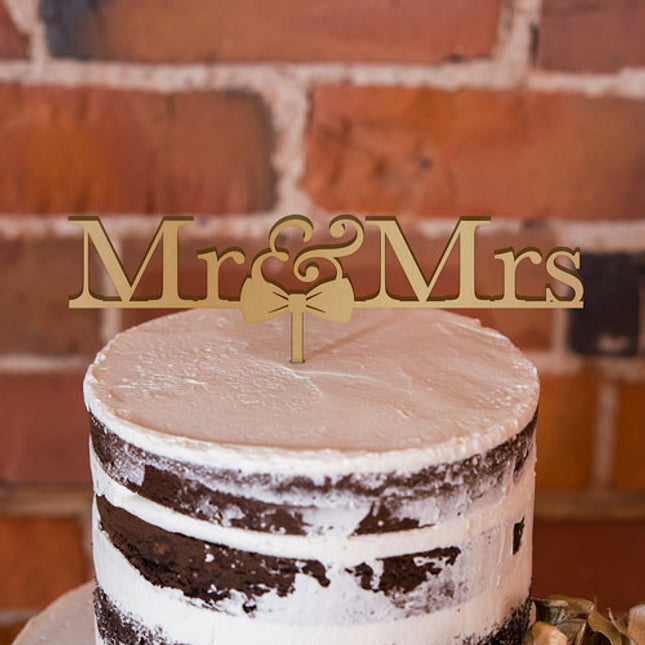 Mr & Mrs Bow Tie Acrylic Wedding Cake Topper
