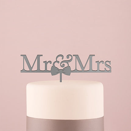 Mr & Mrs Bow Tie Acrylic Wedding Cake Topper