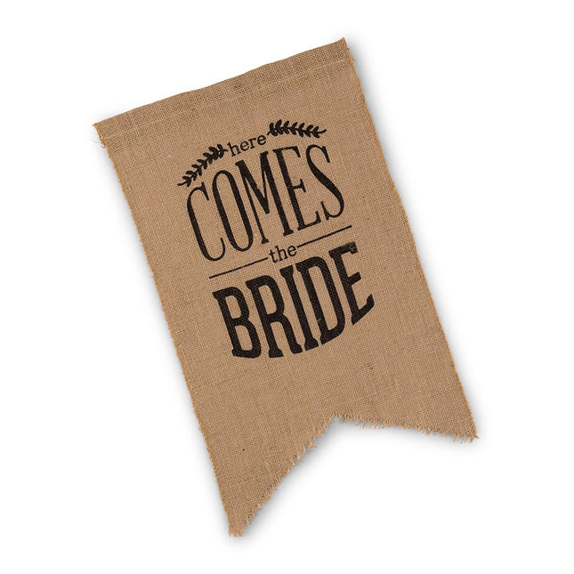 Here Comes The Bride Natural Burlap Ceremony Sign Wedding Aisle Banner