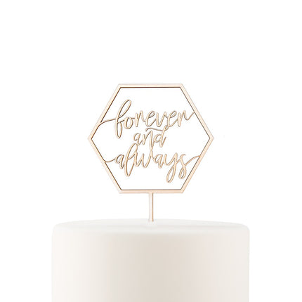 Forever and Always Natural Wood Cake Topper with Single Pick
