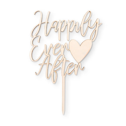 Happily Ever After Natural Wood Cake Pick Decoration