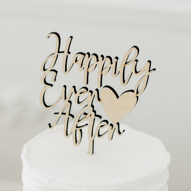 Happily Ever After Natural Wood Cake Pick Decoration