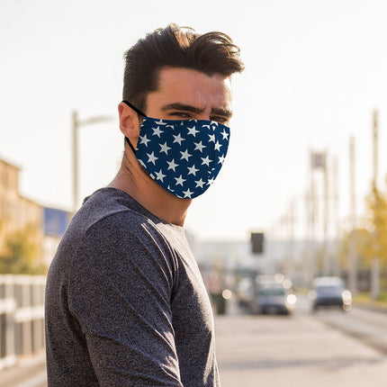 Navy Blue and White Stars Cloth Face Mask