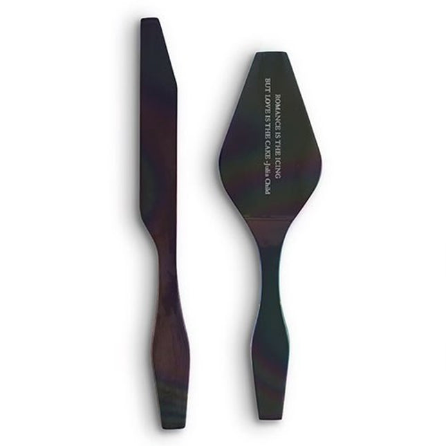 Onyx Black 2 Line Personalized Wedding Cake Serving Set