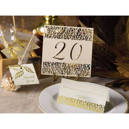Organic Leaves Wedding Reception Table Number Card Set