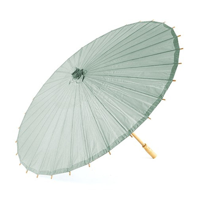 Light Sage Green Paper Parasol with Bamboo Handle