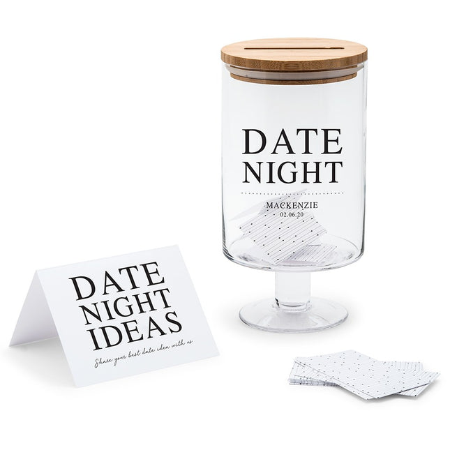 Date Night Personalized Glass Wedding Wishes Guest Book Jar