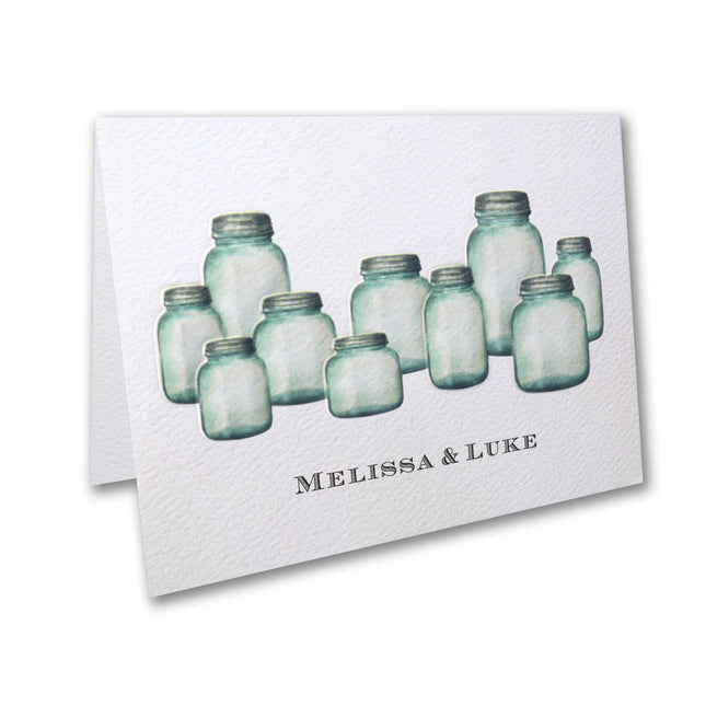 Personalized Rustic Mason Jar Card Stationary 4" x 3"
