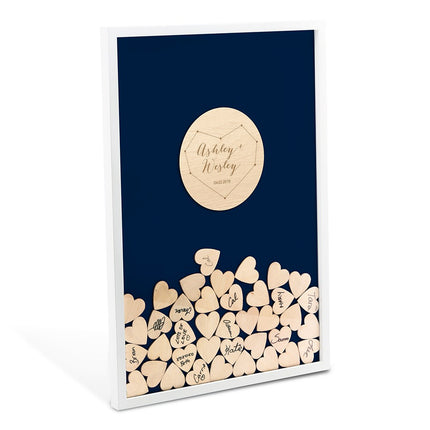Personalized Drop Box Starry Night Guest Book Alternative with 100 Hearts